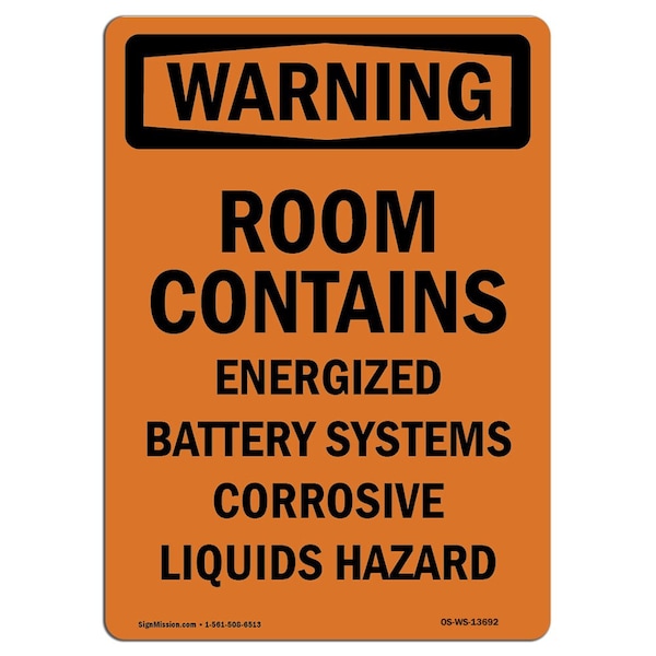 Safety Sign, OSHA WARNING, 5" Height, Room Contains Energized, Portrait, 10PK